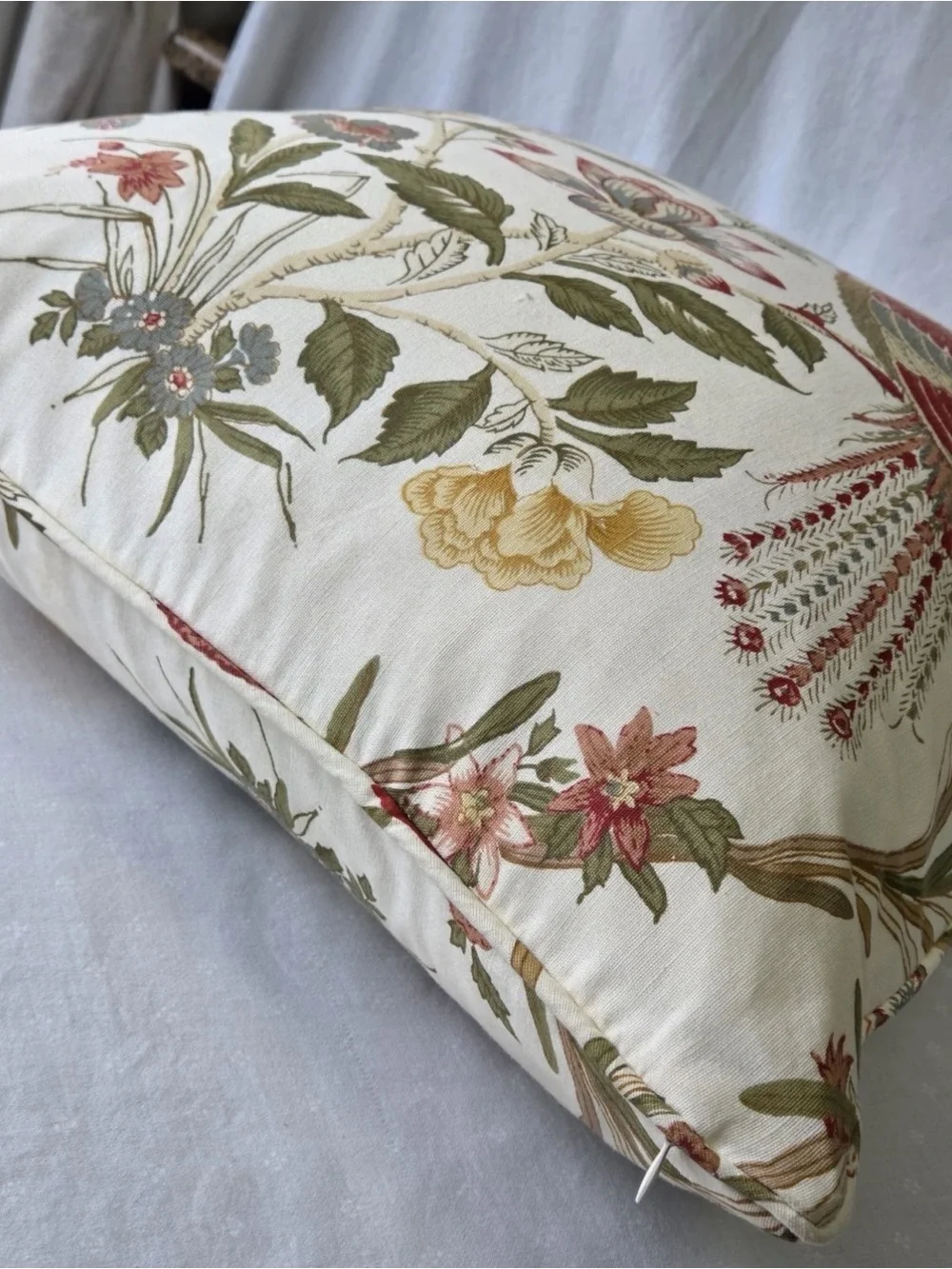 Pottery Barn Nature Jerri Birds Decorative Pillow  Cotton Linen down 20 x 20